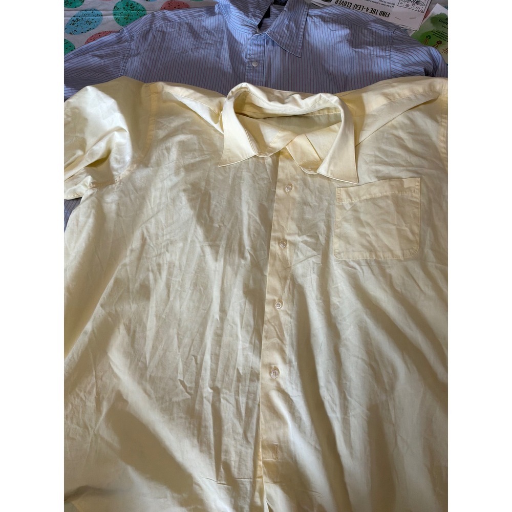 Lot of 2 Mens XXL Button Down Shirts Gap Striped Poplin Croft & Barrow Yellow
